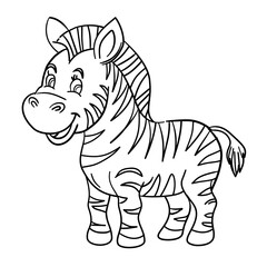 hand drawn Zebra coloring book illustration