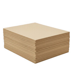 Stacked brown cardboard sheets in a warehouse office supplies indoor top view material for packaging and crafts