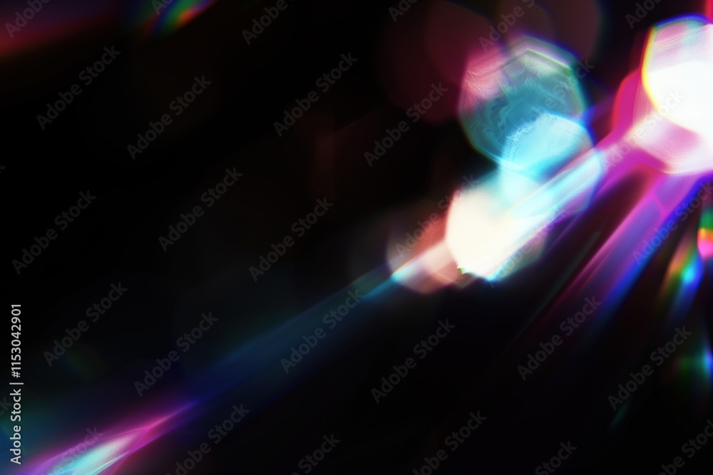 Poster vibrant abstract light streaks with colorful bokeh on dark background. digital art, contemporary des