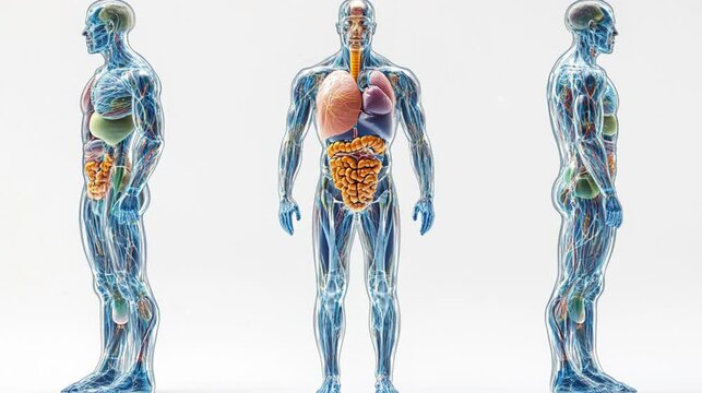 Realistic human anatomy full body video footage for science learning, biology, anatomy, medical.