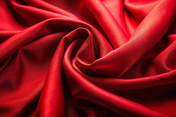 Obraz premium Close-Up Red Fabric Texture Background: Rich Draped Cloth with Copy Space