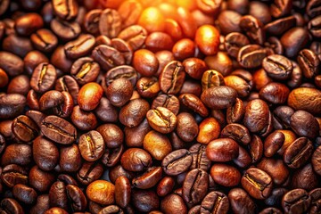 Obraz premium Coffee Beans Tile Background - Copy Space Left, AI Generated Stock Photo