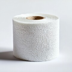 Close-Up of a Roll of White Gauze Bandage on a Light Background, Perfect for Medical, Health, or First Aid Related Imagery in Various Applications