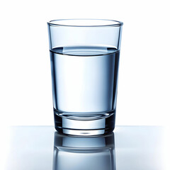 A clear glass of water placed on a white