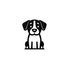 Fototapeta premium A simple cartoon dog with a white background, abstract graphical wallpaper illustration