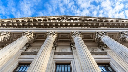 Federal Reserve building facade standing strong and secure, symbolizing economic stability and the central role of financial institutions in modern society