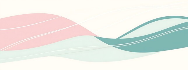 Abstract pastel wave design with soft pink, mint green, and white tones.