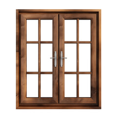 Fototapeta premium wooden window isolated on transparent white background, clipping path