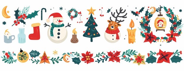 Fototapeta premium Christmas Decorations: Festive Holiday Ornaments and Elements