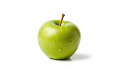 Fresh green apple with water droplets