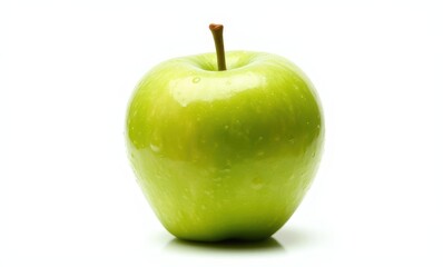 Fresh green apple with water droplets