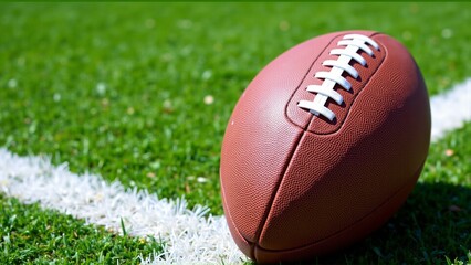 Obraz premium Closeup of American Football on Field