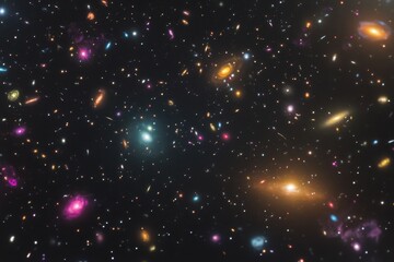Colorful galaxies and stars in deep space.