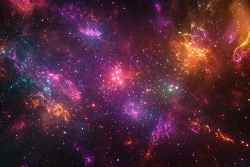 Naklejka premium Vibrant nebula with cosmic dust and stars. (1)