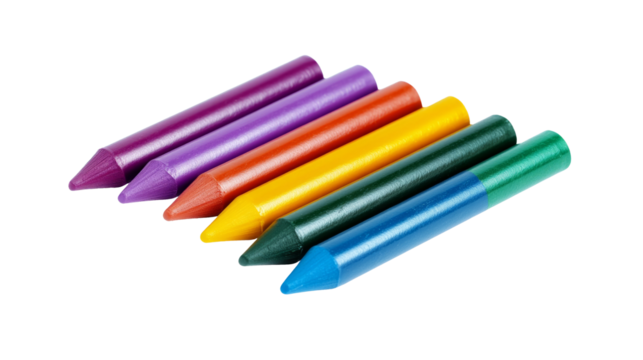 High-Quality PNG Wax crayons Isolated on White Background – High Resolution