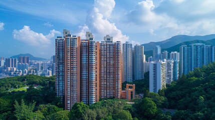 Fototapeta premium A public high-rise residential building for real state ad, Generative AI.