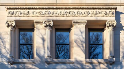 Obraz premium Federal Reserve building facade standing strong and secure, symbolizing economic stability and the central role of financial institutions in modern society
