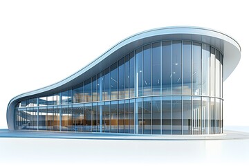 Fototapeta premium Commercial, sports, exhibition, and business buildings having a glass front and a circular roof. A 3D illustration that is isolated on white, Generative AI.
