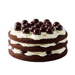 Delicious chocolate cherry cream cake recipe home kitchen food photography bright setting top view dessert concept for baking lovers