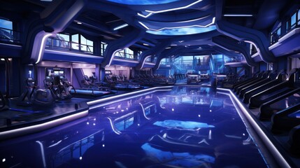 Fototapeta premium Futuristic Fitness Center: A Glimpse into Tomorrow's Wellness
