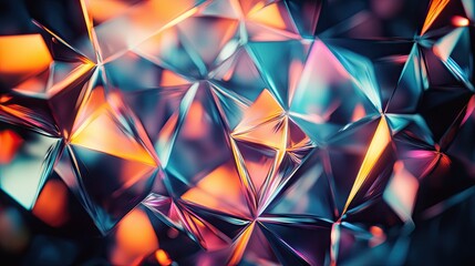 Prism light reflections on black background. Blurred geometric shapes, soft gradients, ethereal visual overlay effect. Glowing colorful lights and bokeh lens flare, refraction of sunlight prism effect