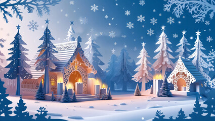 Festive Nordic Charm A Papercut Masterpiece of a Snowy Christmas Scene