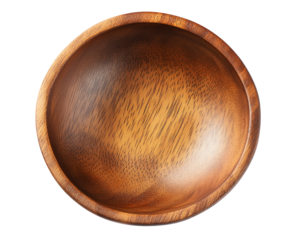 High-Quality PNG Empty wooden bowl cut out Isolated on White Background – High Resolution