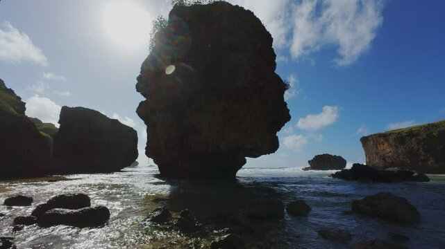 Low angle shot of Old man by the Sea - Saipan, Northern Mariana Islands