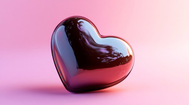 Artisanal Heart Shaped Chocolate with Glossy Finish on Pastel Gradient for Sophisticated Valentine s Day