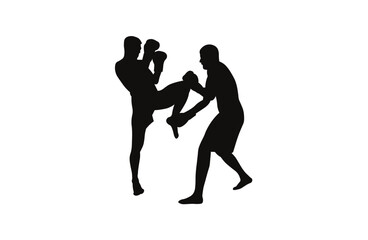 Obraz premium fighter man silhouette high vector