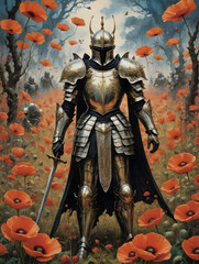 Fototapeta premium medieval knight with sword and shield