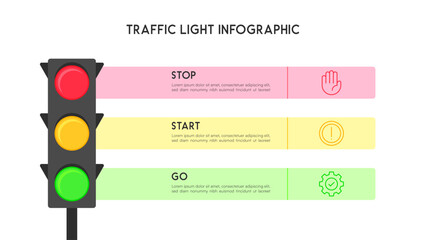 Traffic Light Infographic with Highlighted Color Bars