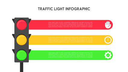 Traffic Light Infographic with Horizontal Bars for Decision Flow