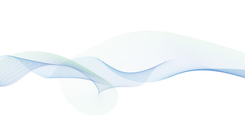 Abstract blue wave line technology design isolated on white transparent background. Abstract flowing banner.