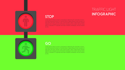 Minimalist Stop and Go Infographic with Red and Green Signals