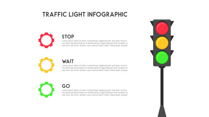 Traffic Light Infographic with Stop, Wait, and Go Instructions
