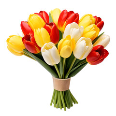 a bouquet of tulips in a white background