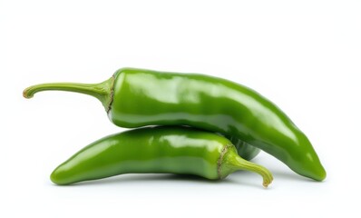 Fresh green chili peppers stacked together