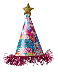 High-Quality PNG Colorful birthday party hat isolated cutout on transparent Isolated on White Background – High Resolution