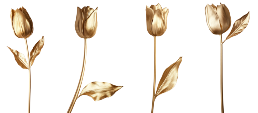 High-Quality PNG of Golden tulip flowers  Isolated on White Background – High Resolution