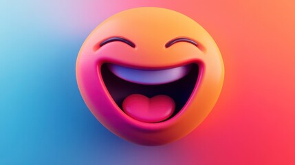 Fototapeta premium 3D Rendered Laughing Emoji on Gradient Background