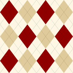 Argyle pattern of geometric rhombus. Harlequin design. Classic diamond shaped textile material for gift wrapping paper, socks, sweater, jumper, other modern textile or paper design.