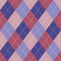 Argyle pattern of geometric rhombus. Harlequin design. Classic diamond shaped textile material for gift wrapping paper, socks, sweater, jumper, other modern textile or paper design.