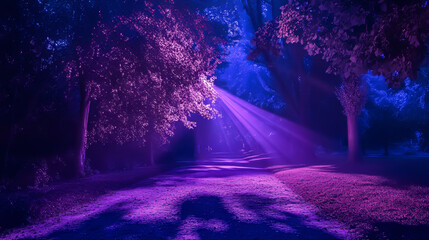 Obraz premium Abstract futuristic glowing purple light ray with light effect on dark blue background. Vector illustration