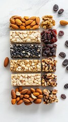 Healthy snack bar display with nuts seeds and dried fruits in a fitness gym environment