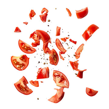 tomato crush isolated on white background, full depth of field 