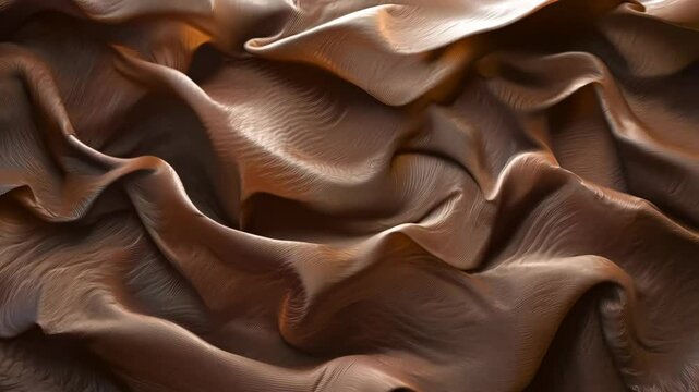 Abstract beige background. Video with mocha mousse color fabric. Textile or liquid shimmers and flows. Footage. Place holder.