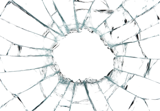 Shattered Glass Isolated on White and Transparent Background