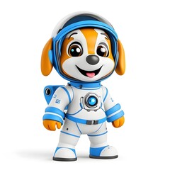 Fototapeta premium Cute cartoon dog astronaut character in bright space suit design
