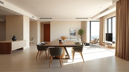 Fototapeta premium Stylish, contemporary dining area for a modern apartment.